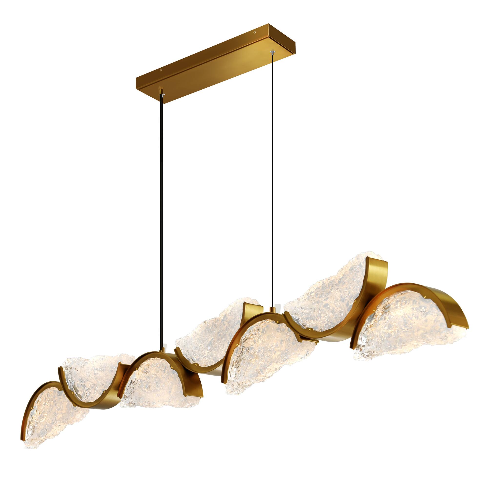 Angle. CWI Lighting - Moon Integrated LED Brass Chandelier - Brass.