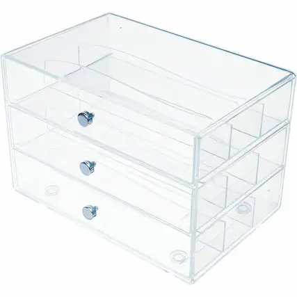 Front. Deflecto - Deflecto 3 Drawer Storage Organizer 3 Drawer 7" x 10" x 6.80" Clear - Clear.