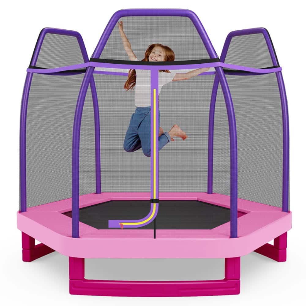 Kadyn - Kids Trampoline, Outdoor Jumper,7 Feet Kids Recreational Bounce Jumper Trampoline-Pink
