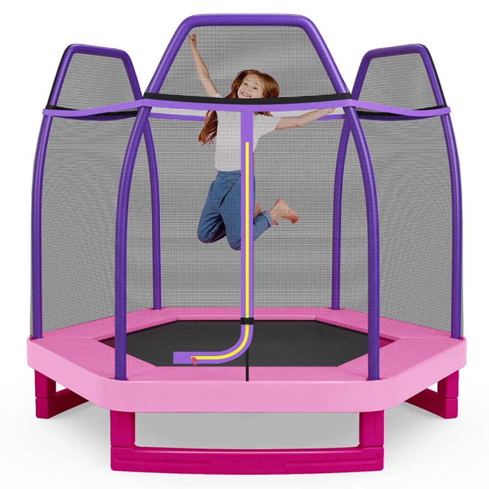 Front. Kadyn - Kids Trampoline, Outdoor Jumper,7 Feet Kids Recreational Bounce Jumper Trampoline-Pink.