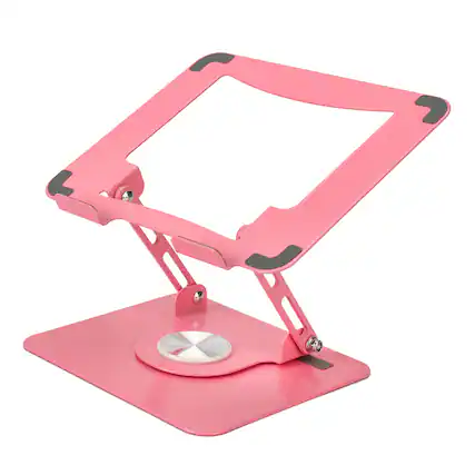 Front. Uncaged Ergonomics - Adjustable Swivel Laptop Stand for Desk - Rose Gold.
