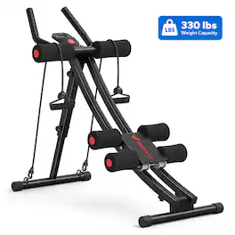 MERACH - Ab Machine Foldable Ab Equipment for Full Body Workout Home Exercise Ergonomic Arc Track for Better Abs - Black