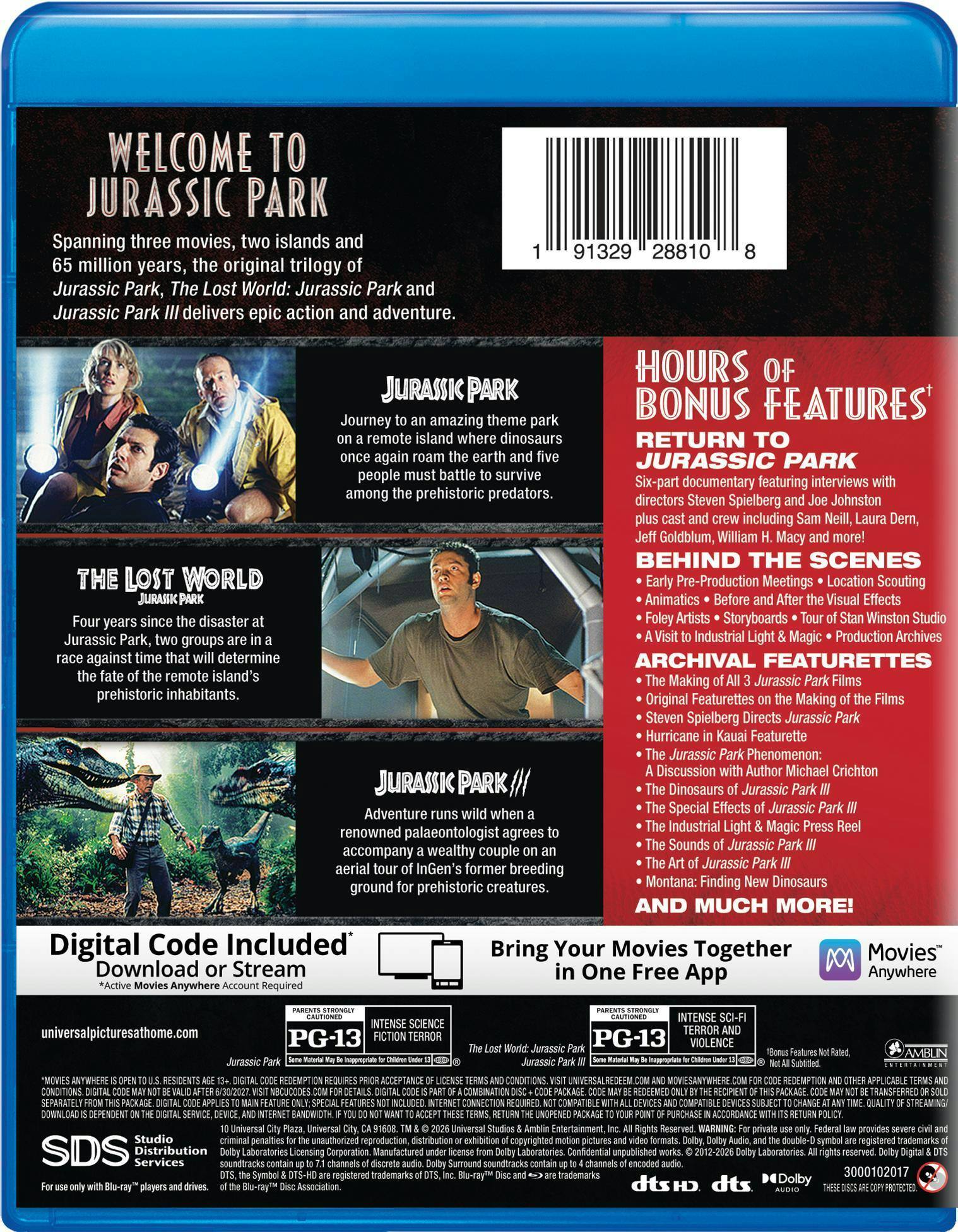 Back. Jurassic Park Trilogy   - BLU-RAY.