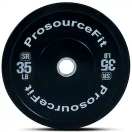 ProsourceFit - Solid Rubber Bumper Plate, 35 lbs - Black