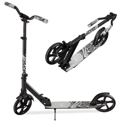 Front. Best Choice Products - Best Choice Products Kids Height Adjustable Kick Scooter w/ Carrying Strap, Non-Slip Deck, Kickstand - Black - Black.