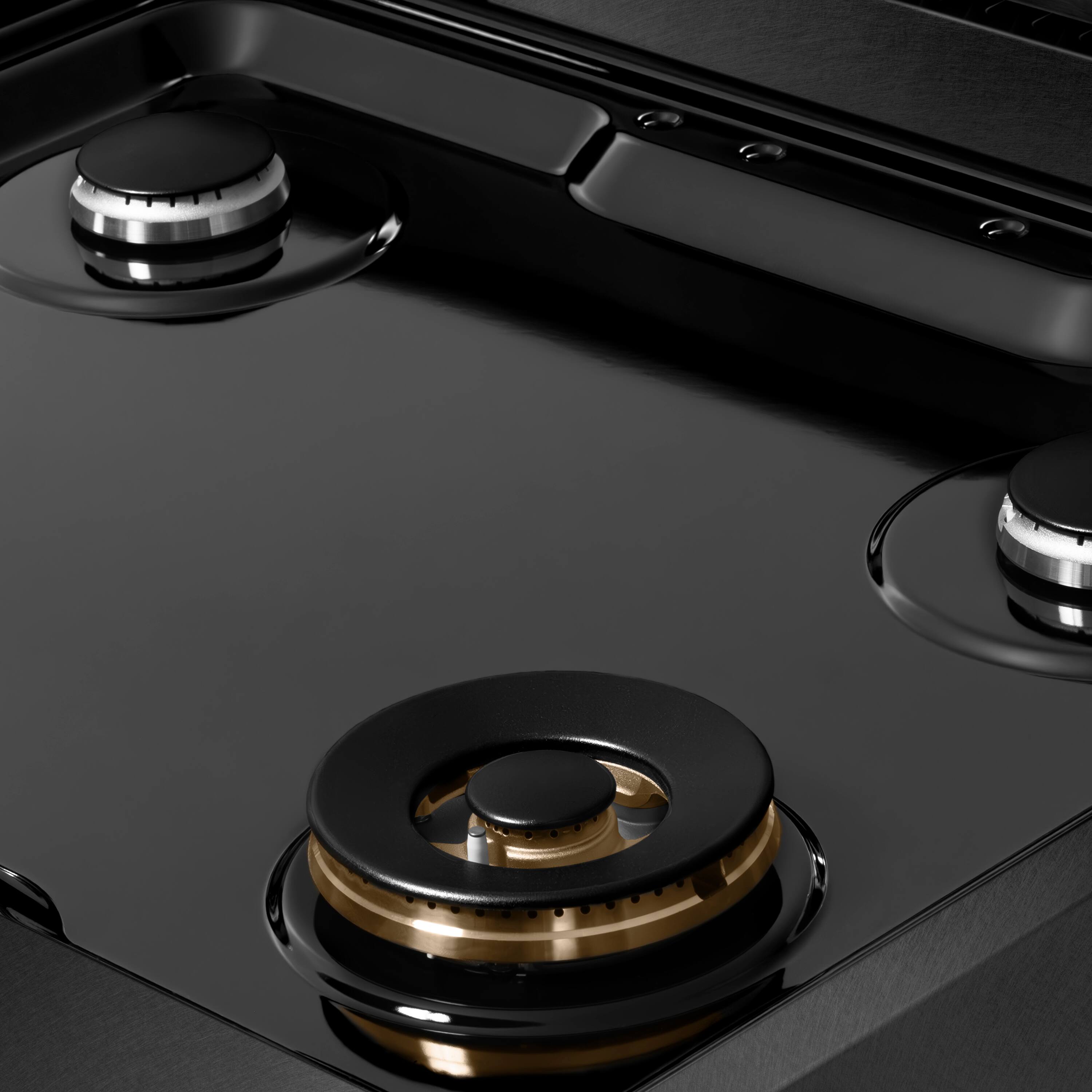Back. ZLINE - ZLINE 30 in. Paramount Gas Rangetop with 4 Burners and Porcelain Cooktop in Black Satin Steel (SRTBS-30) - Black Satin Stainless Steel.