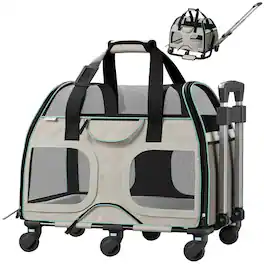 Katziela - Luxury Rider Pet Carrier with Removable Wheels and Telescopic Handle