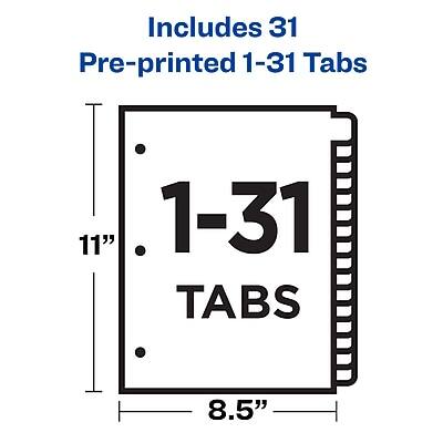 Includes 31 Pre-printed 1-31 Tabs

1-31 Tabs

11" x 8.5"