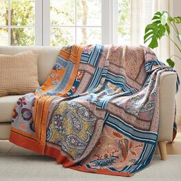 Peace Nest - 100% Cotton Boho Throw Blanket Rustic Home Decor Design, 60x80 inches - Patchwork