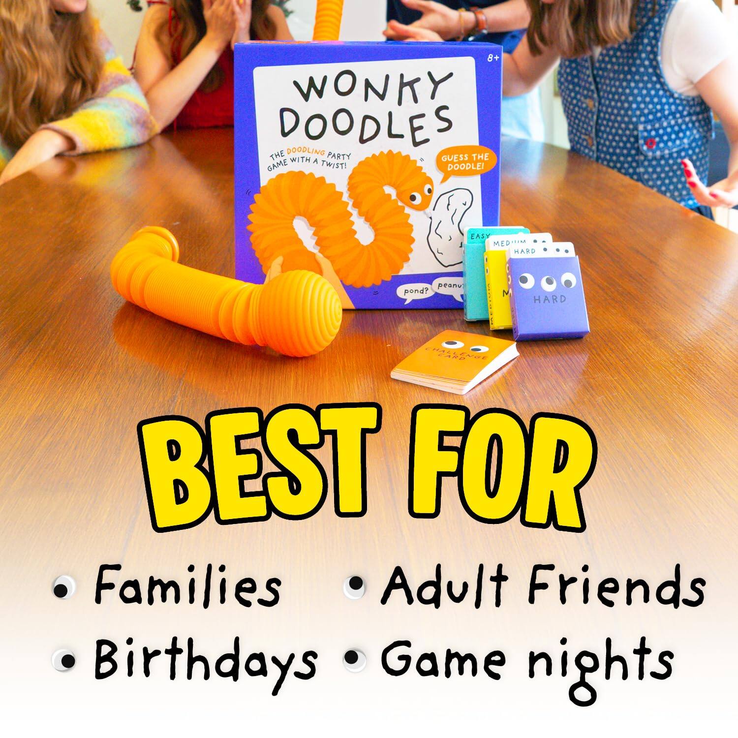 8+ WONKY DOODLES THE DOODLING PARTY WITH A TWIST! GAME DOODLE! EASY MED HARD

BEST FOR
- Families
- Birthdays
- Adult Friends
- Game nights