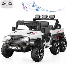 GARVEE - 24V Power Wheels for Kids, Safety Truck, 6 Wheels, 4WD Switchable, Realistic Driving Experience - White