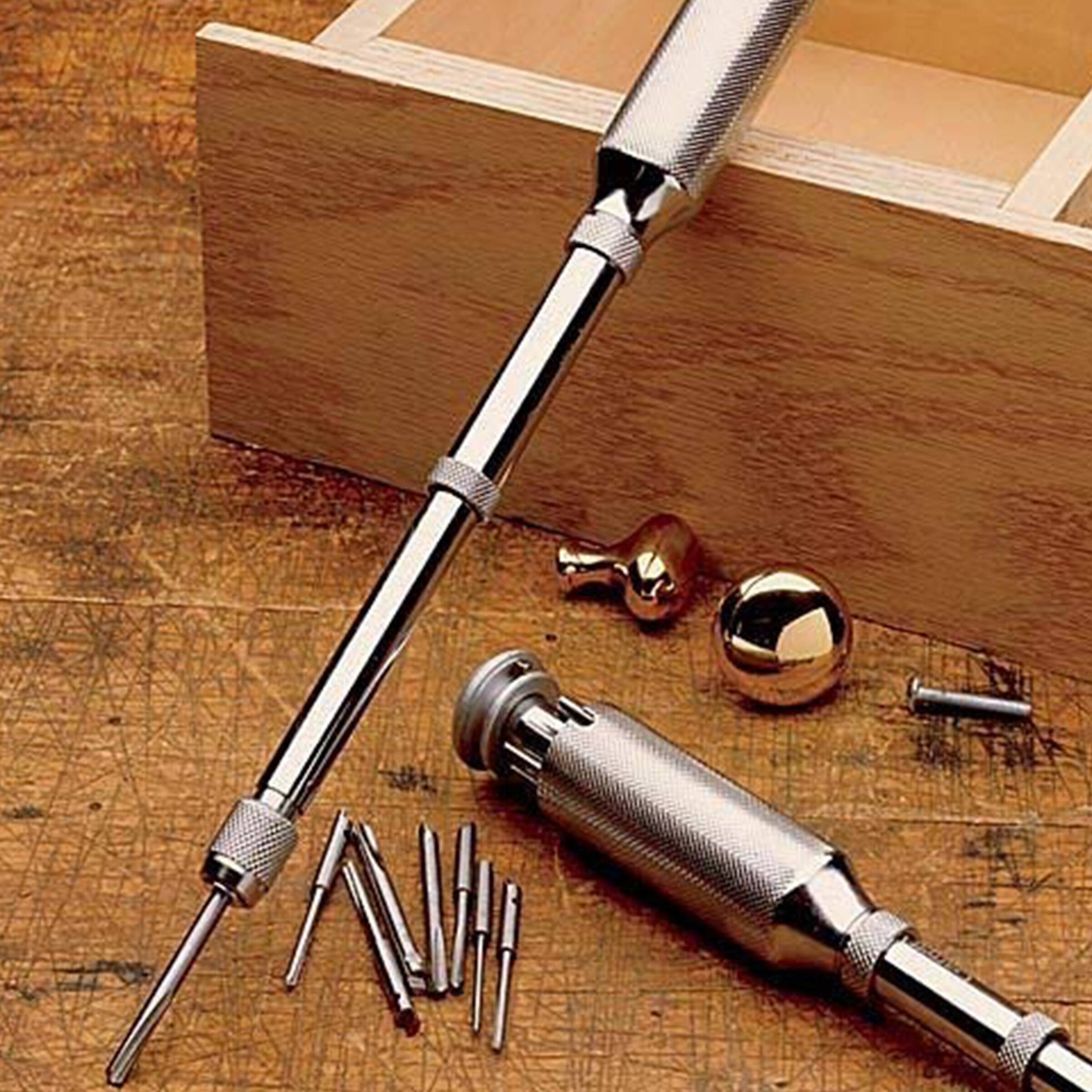 Alt View 6. Kings County Tools - 9” Classic Yankee Push Drill - Chrome Silver.