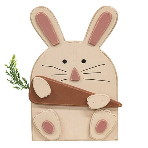Front. BreeBe - Wooden Layered Bunny w/Carrot Easel - Multi.