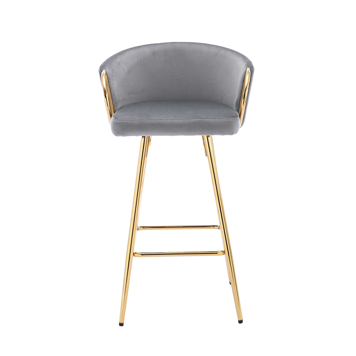 Alt View 3. Trinkets Crazed - 26" Velvet Counter Stools Set Of 2, Luxury Bar Chair With Low Back and Gold Legs For Kitchen Island - Gray.