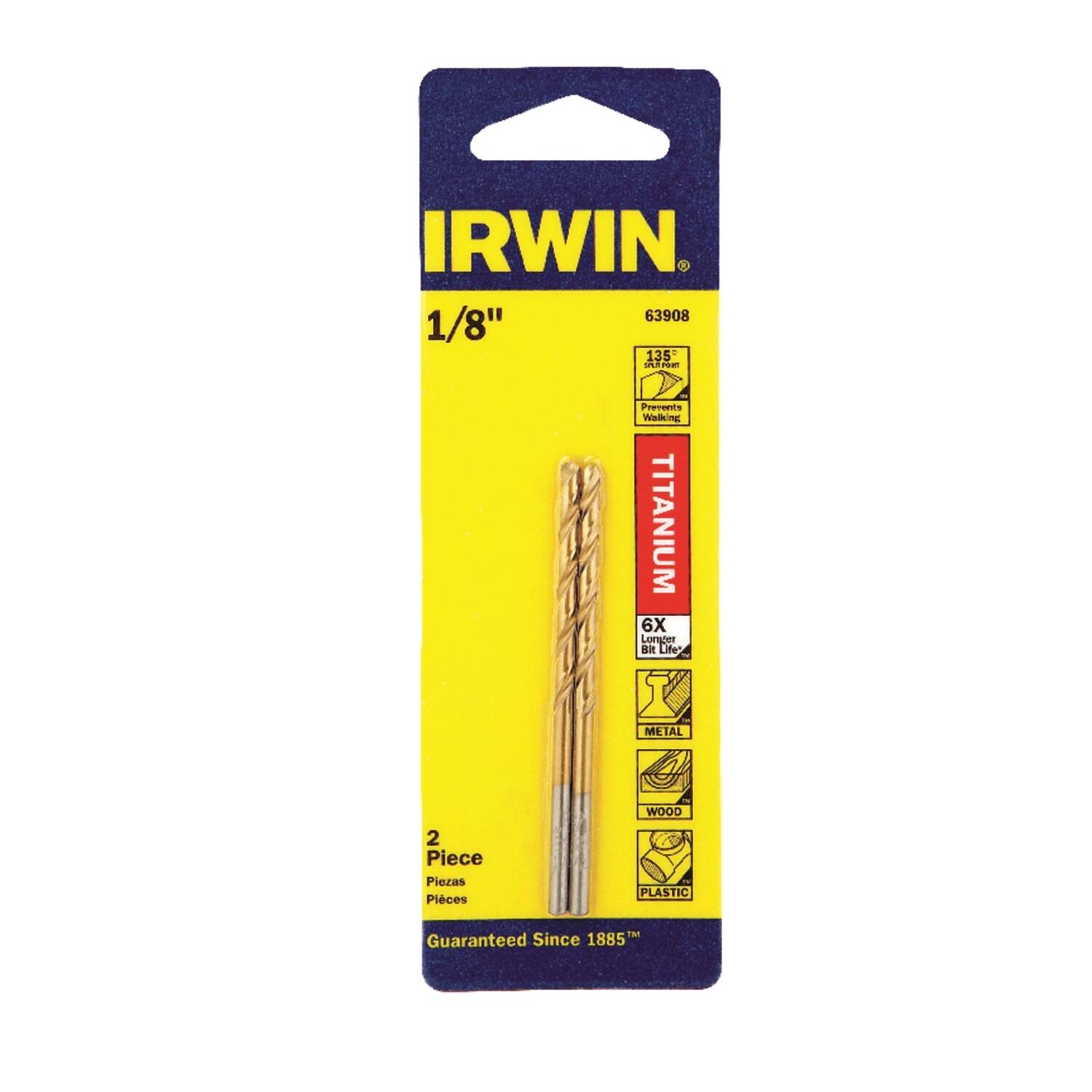 Irwin - 1/8 in. X 2-3/4 in. L High Speed Steel Drill Bit Set Straight Shank 2 pc