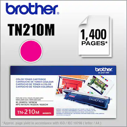 Front. Brother - TN-210M Toner Cartridge - Magenta.