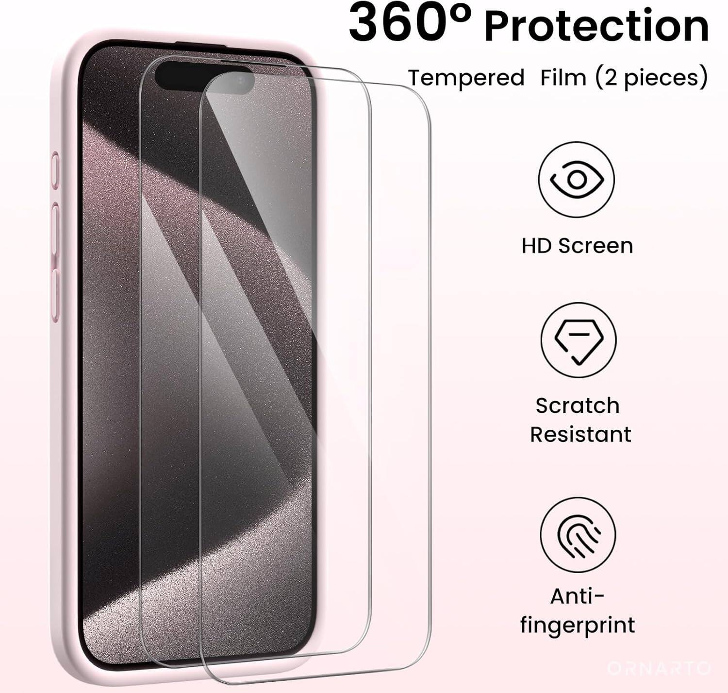 360° Protection Tempered Film (2 pieces) HD Screen Scratch Resistant Anti-fingerprint ORNARTO