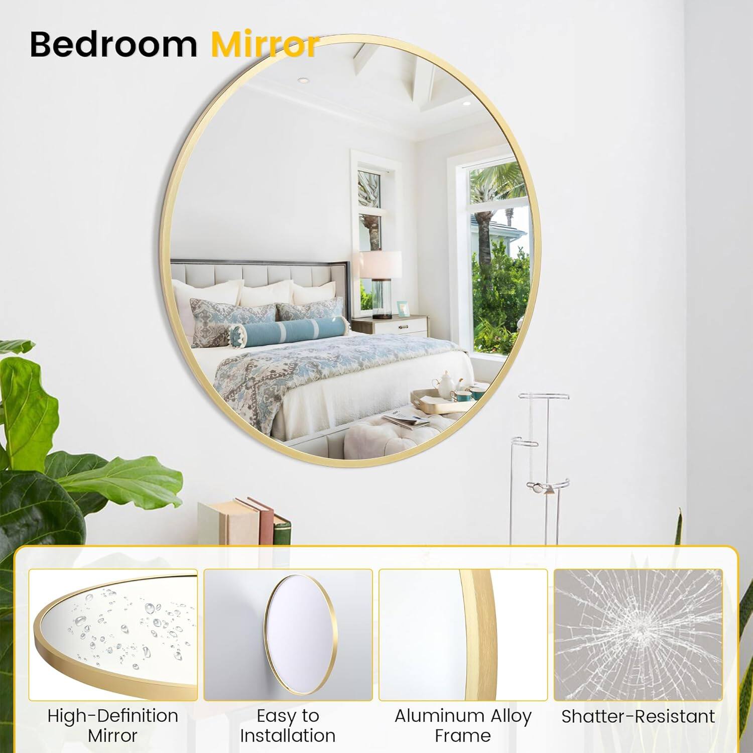 Bedroom Mirror

- High-Definition Mirror
- Easy to Install
- Aluminum Alloy Frame
- Shatter-Resistant