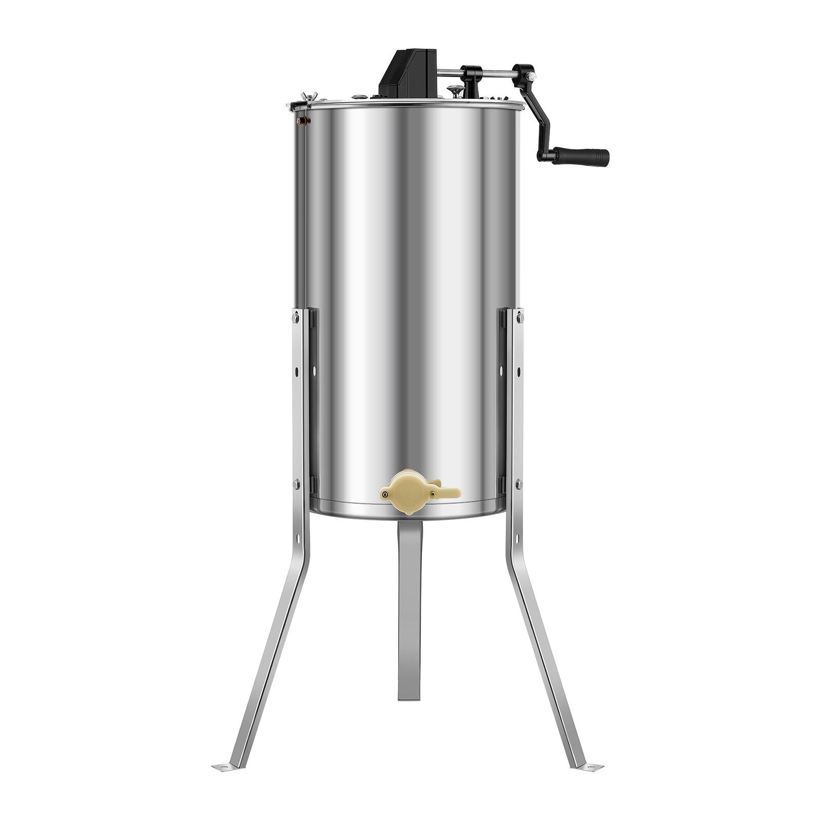 Alt View 5. VEVOR - Honey Extractor, 2 Frame Manual Honey Spinner with Transparent Lid, Stainless Steel Honeycomb Drum Spinner with Stand - Silver.