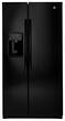 GE - 25.4 Cu. Ft. Side-by-Side Refrigerator with Thru-the-Door Ice and Water - Black - Larger Front