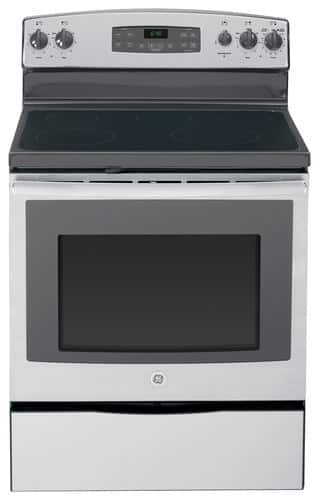 GE - 30" Self-Cleaning Freestanding Electric Range - Stainless-Steel/Gray-Front_Standard 