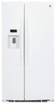 Front. GE - 25.4 Cu. Ft. Side-by-Side Refrigerator with Thru-the-Door Ice and Water.