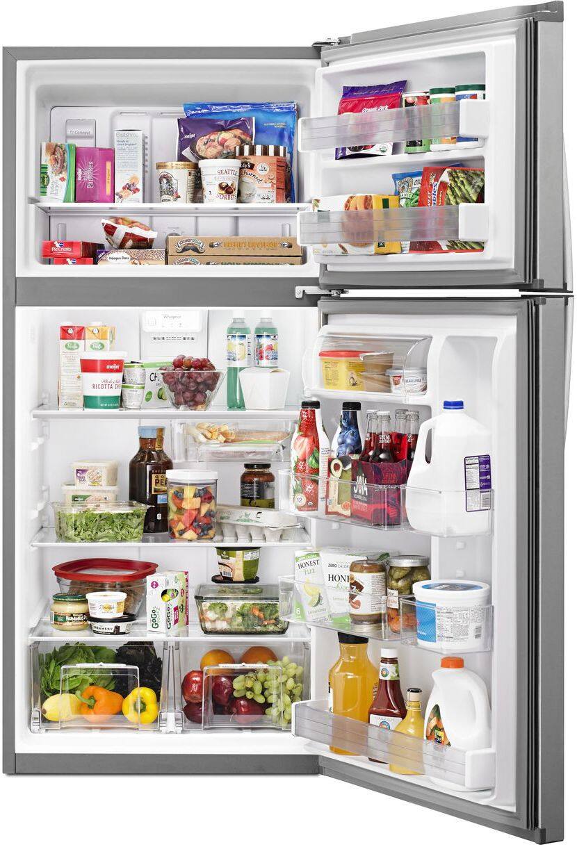 Alt View 1. Whirlpool - 19.3 Cu. Ft. Top-Freezer Refrigerator - Monochromatic Stainless Steel.