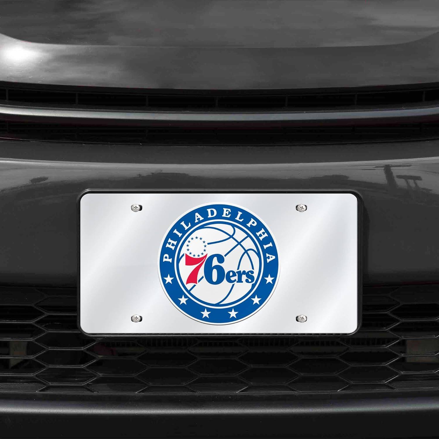 Alt View 2. Rico Industries - Philadelphia 76ers NBA Mirrored Laser Cut License Plate Laser Tag - Multi.