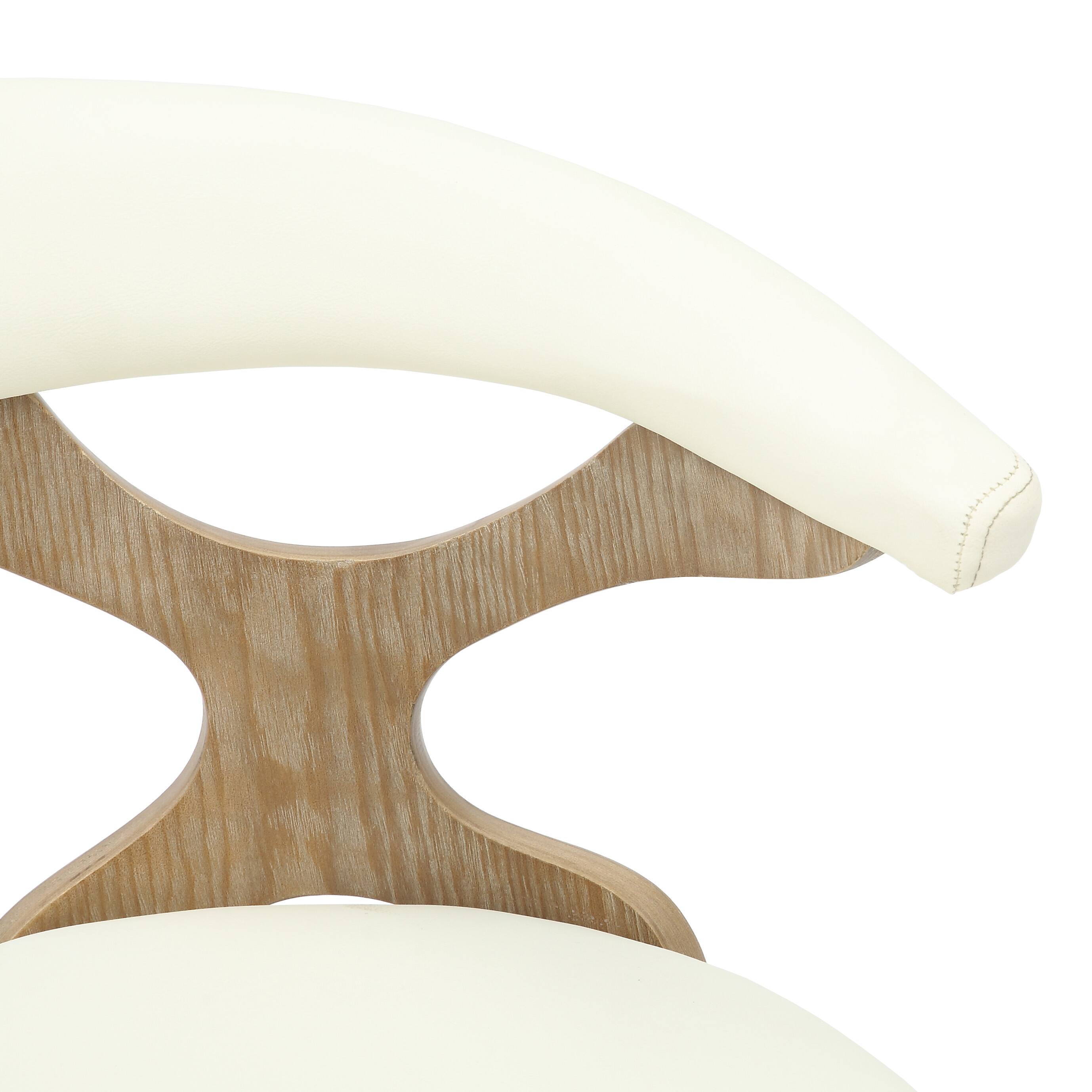 Alt View 3. LeisureMod - Klyne 2-PCS Swivel Dining Chair with Cutout Back & Leather Seat - Walnut/Taupe - Washed Walnut/White.