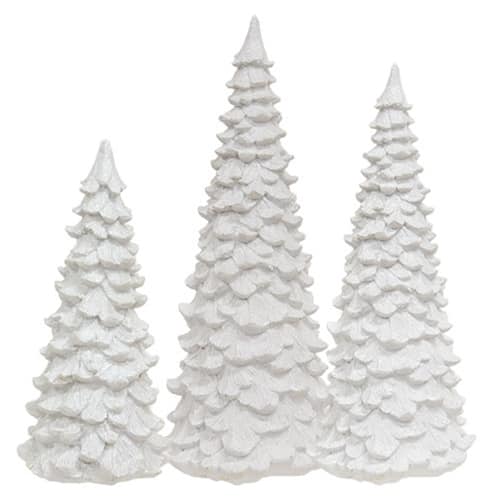BreeBe - 3/Set Glittered Resin Christmas Trees - White