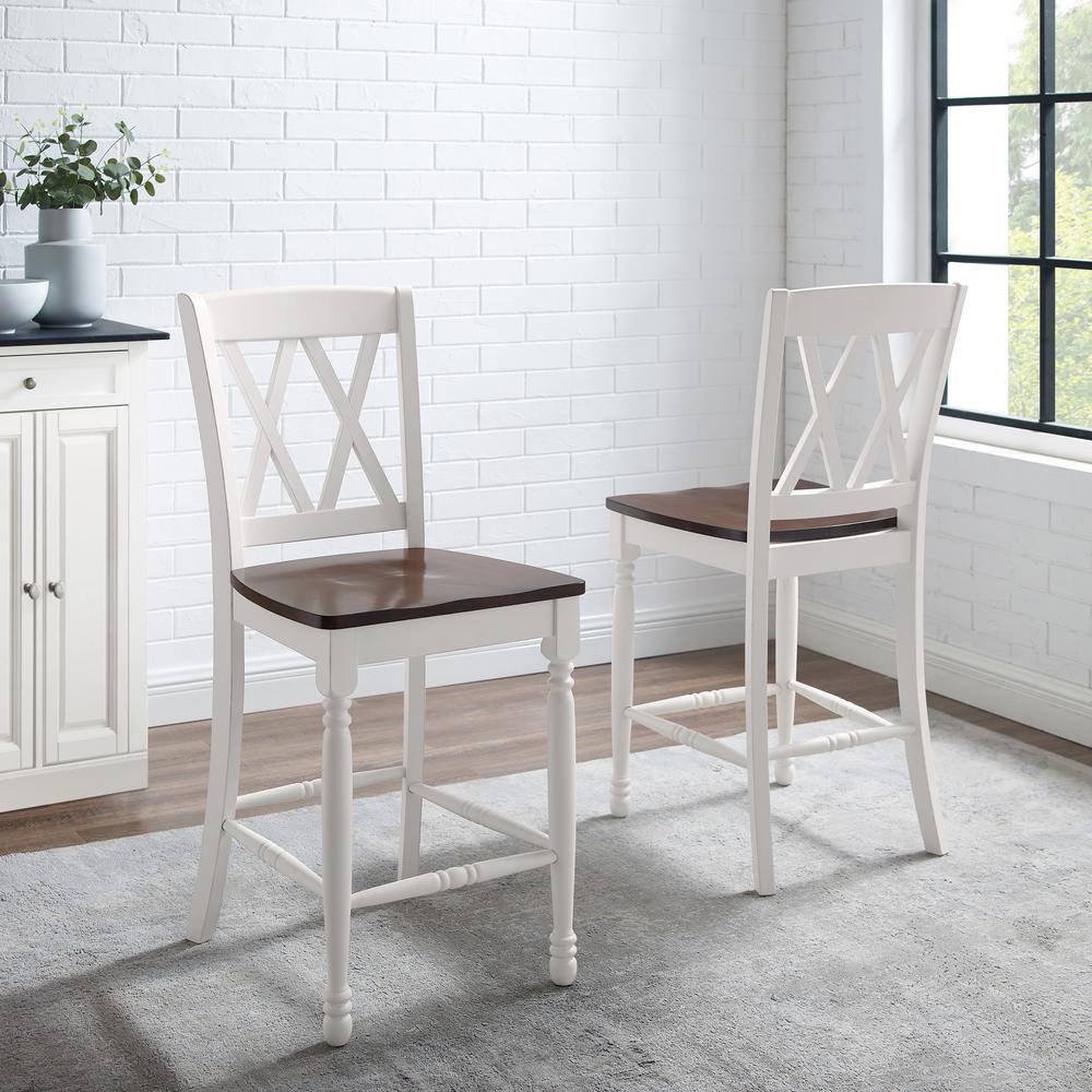 Alt View 8. Crosley Furniture - Shelby 2-Piece Counter Height Bar Stool Set - 2 Stools - Distressed White.
