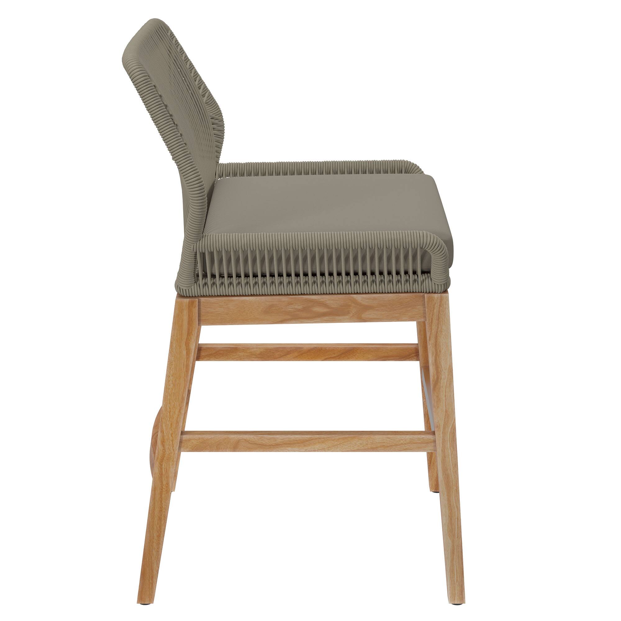 Alt View 2. Modway - Wellspring Outdoor Patio Teak and Rope Counter Stool by Modway - Light Gray Greige.