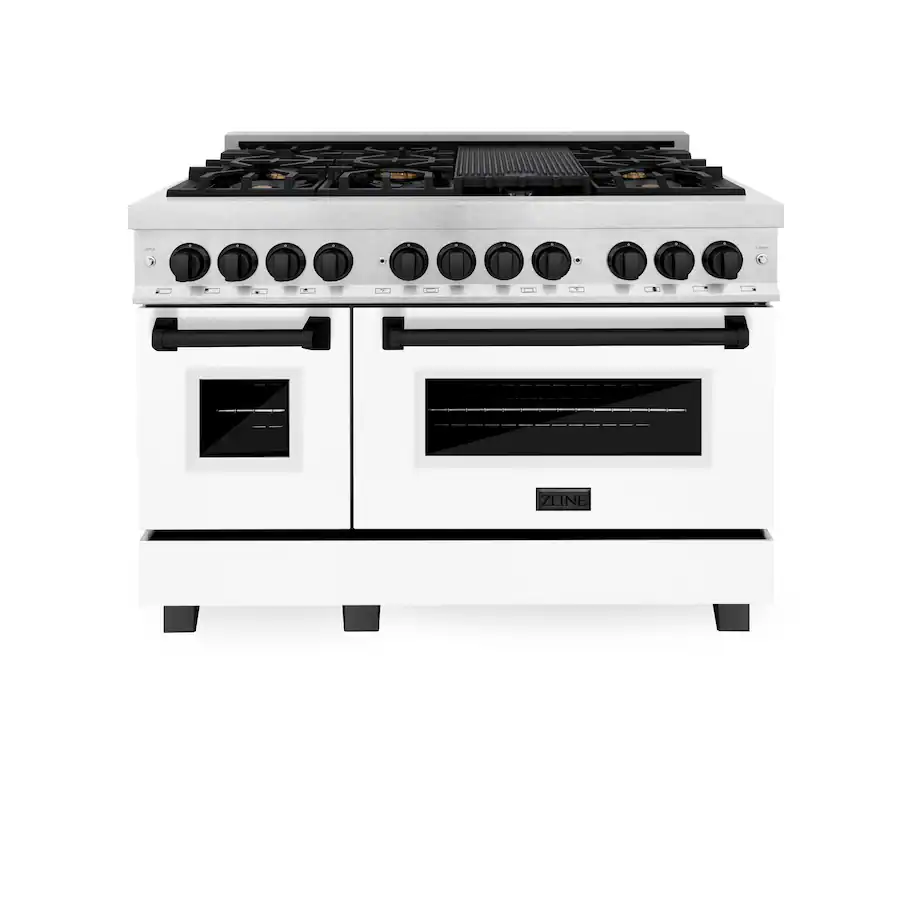 ZLINE 48 in. Wide 8 Burner Autograph Legacy Dual Fuel Range in Satin ...