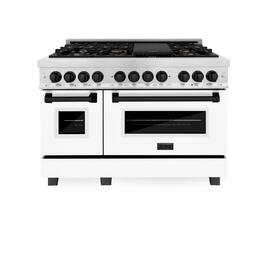 ZLINE - Autograph 48 in. Legacy Dual Fuel Range in Satin Steel w/ White & Black Accents (RASZ-WM-48-MB) - Stainless Steel