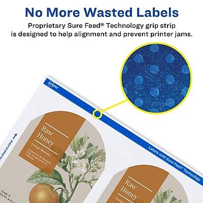 No More Wasted Labels

Proprietary Sure Feed® Technology grip strip is designed to help alignment and prevent printer jams.

Raw Honey

Labels with Sure Feed® Technology