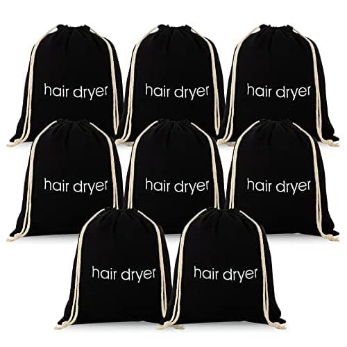 DORLUKFU - 3 | 6 | 8 Pack Hair Dryer Bags Drawstring Bag Container Hairdryer Bag for travel bathroom (8 PCS, Black)