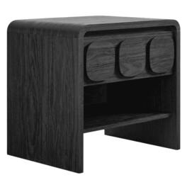 FurniFact - Wooden Nightstand with Single Drawer and Modern Design - Black