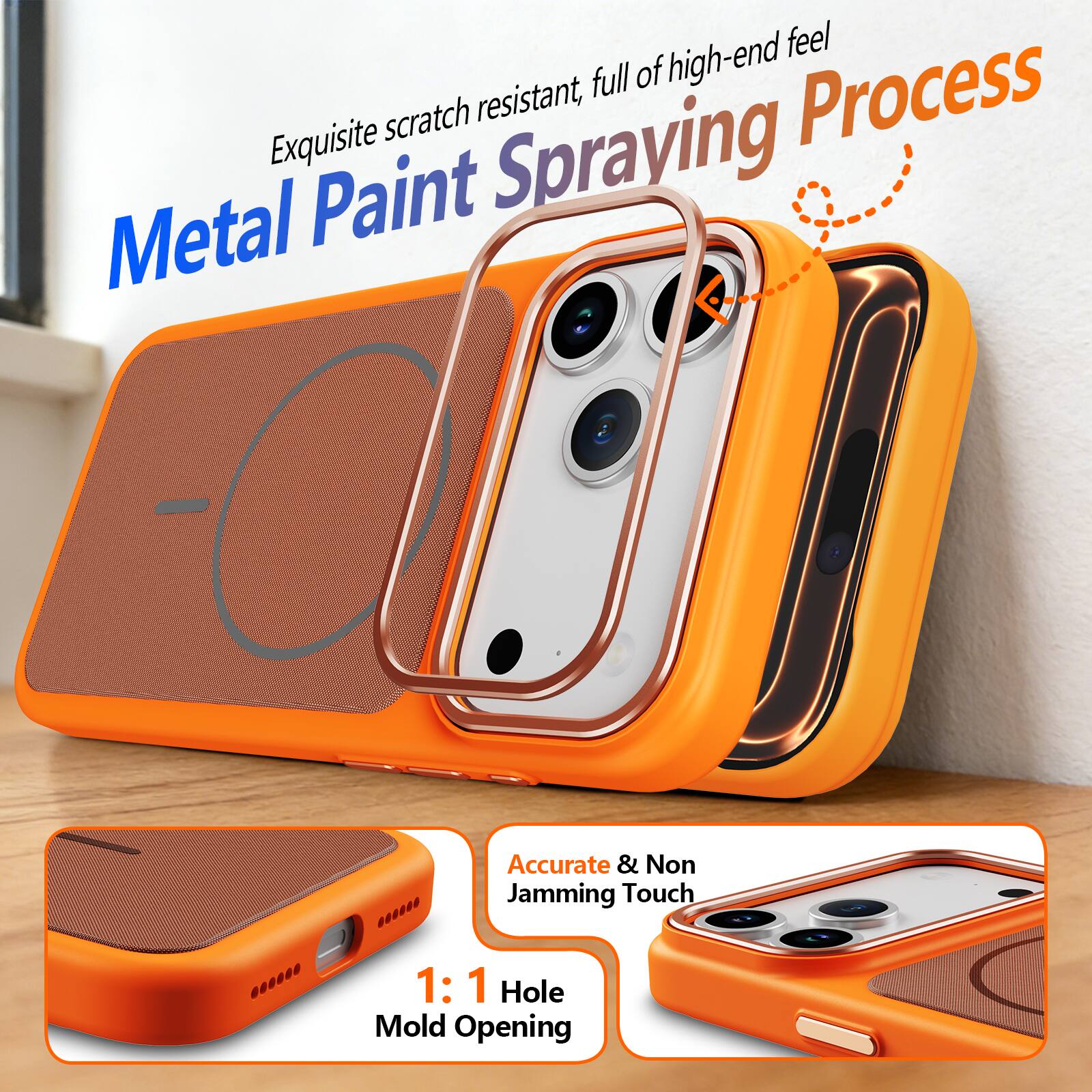 Exquisite scratch resistant, full of high-end feel

Metal Paint Spraying Process

Accurate & Non Jamming Touch

1:1 Hole Mold Opening
