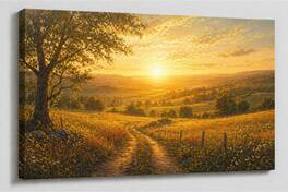 FC Design - Large Canvas 24x36" Frameless Warm Meadow Sunrise Art Painting Home Wall Décor - MultiColor