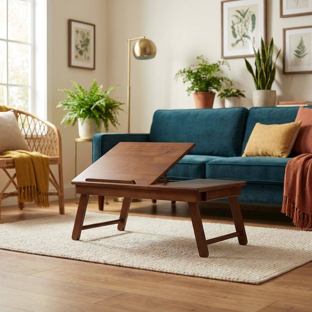 Alt View 3. FurniFact - Flip Top Lap Desk - Walnut.