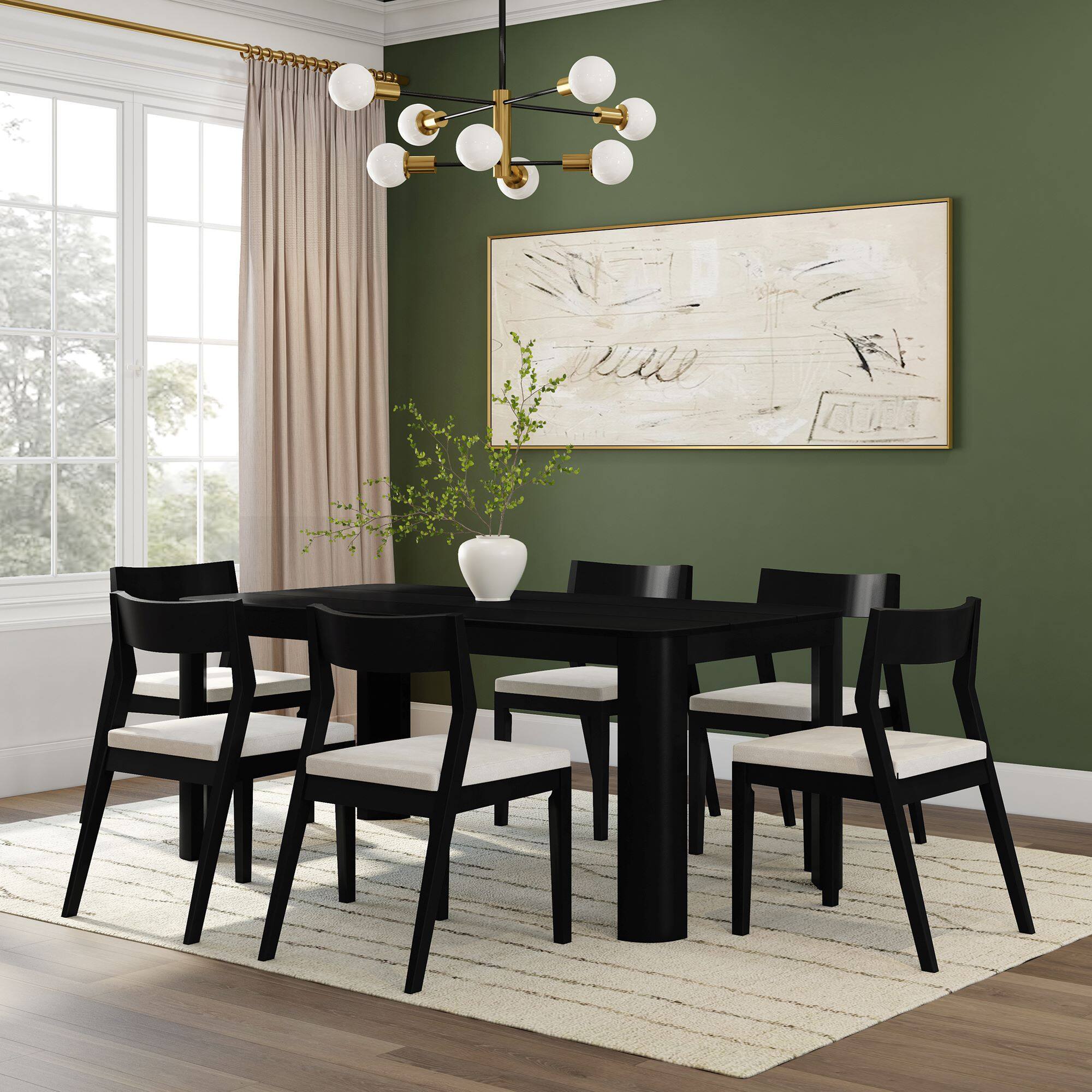 Alt View 5. Plank+Beam - Contour Dining Table (72in / 1830mm), Black - Black.