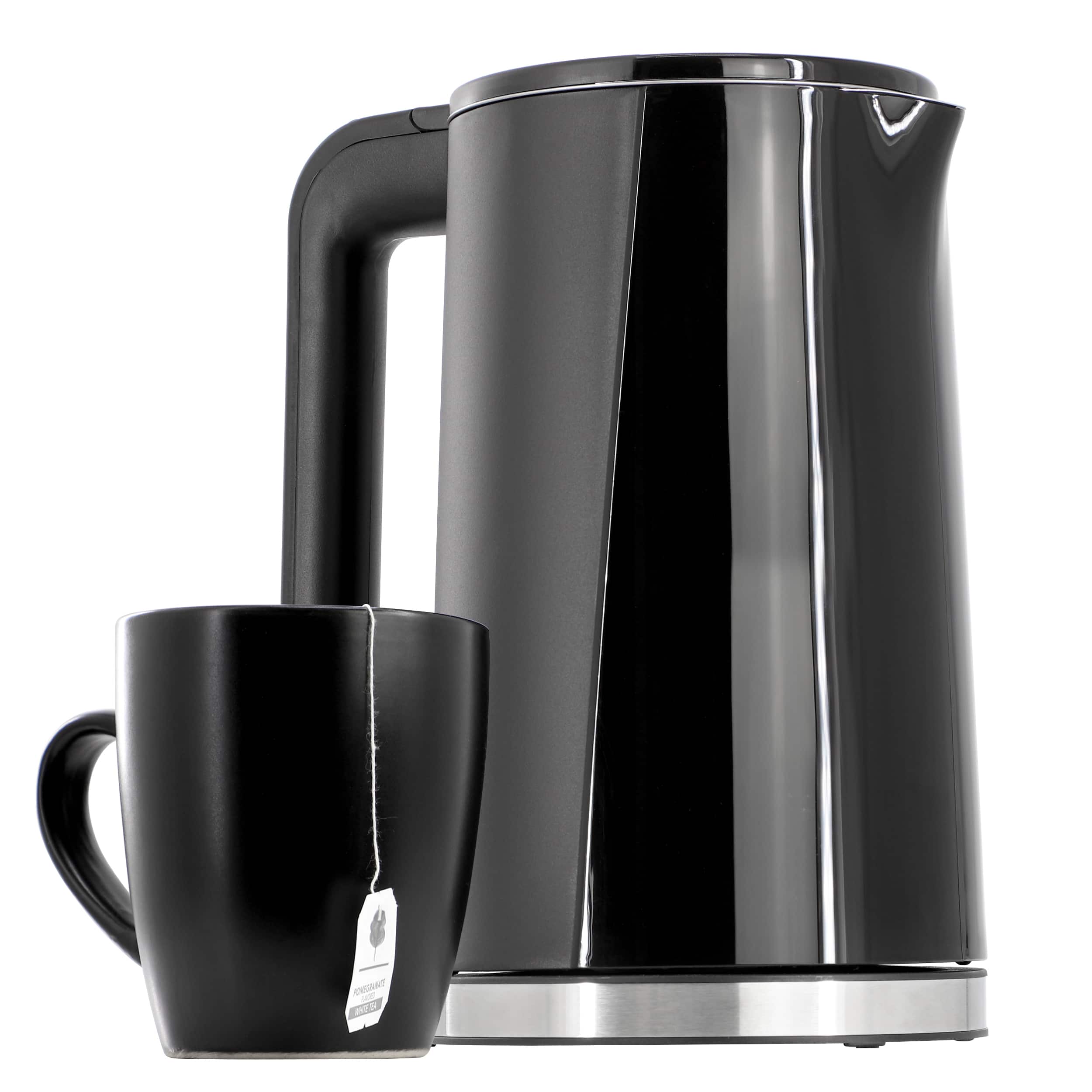 MegaChef - 1.8 Quart Stainless Steel Electric Tea Kettle - Black