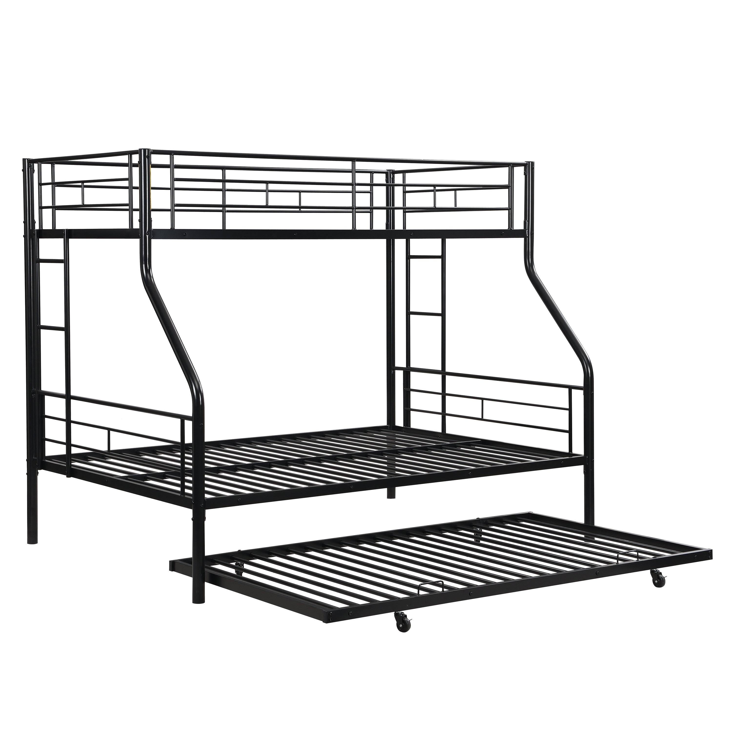 Alt View 8. Boyel Living - Twin Over Full Metal Bunk Bed with Trundle – No Box Spring Needed, Easy Assembly - Black.