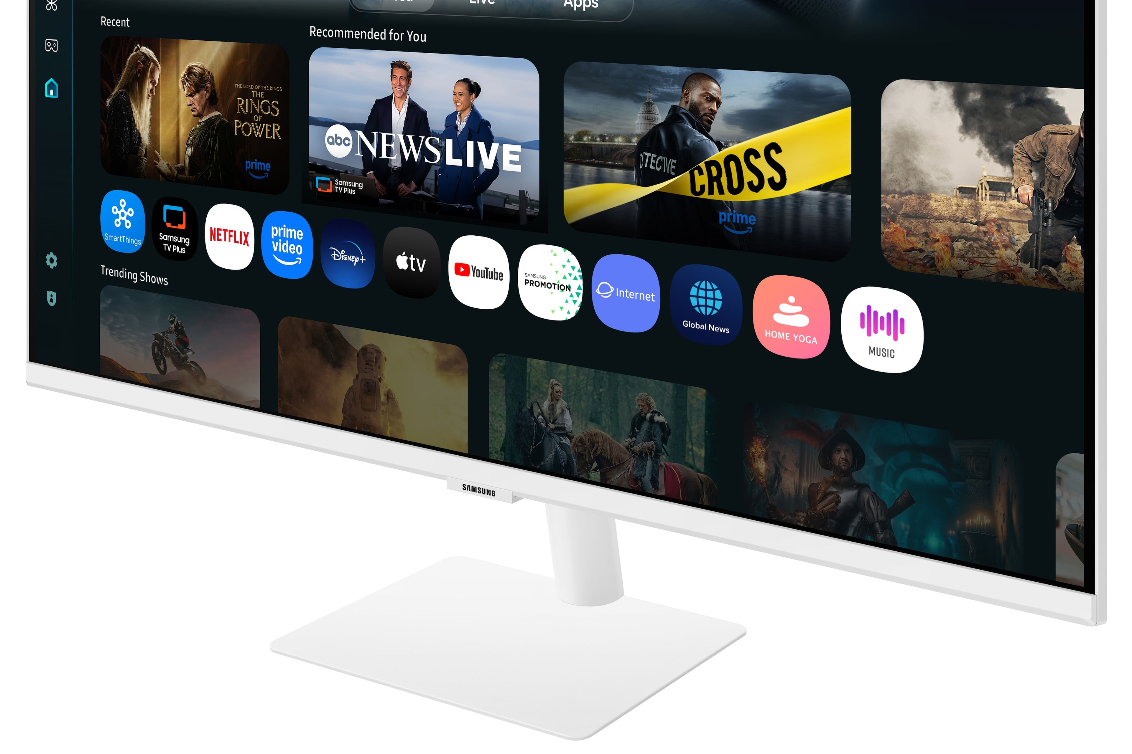 Recent Recommended for You MIVO Apps 0 - LRS a SERUS THE RINGS Or POWER abc prime NEWSLIVE Samsung TV PLs SmartThings Smart Samsung NETFLIX prime TV Plus video Disney+ tv Trending Shows YouTube SAPISUNG PROMOTION STECIE CROSS prime Internet Global News HOME YOGA MUSIC SAMSUNG