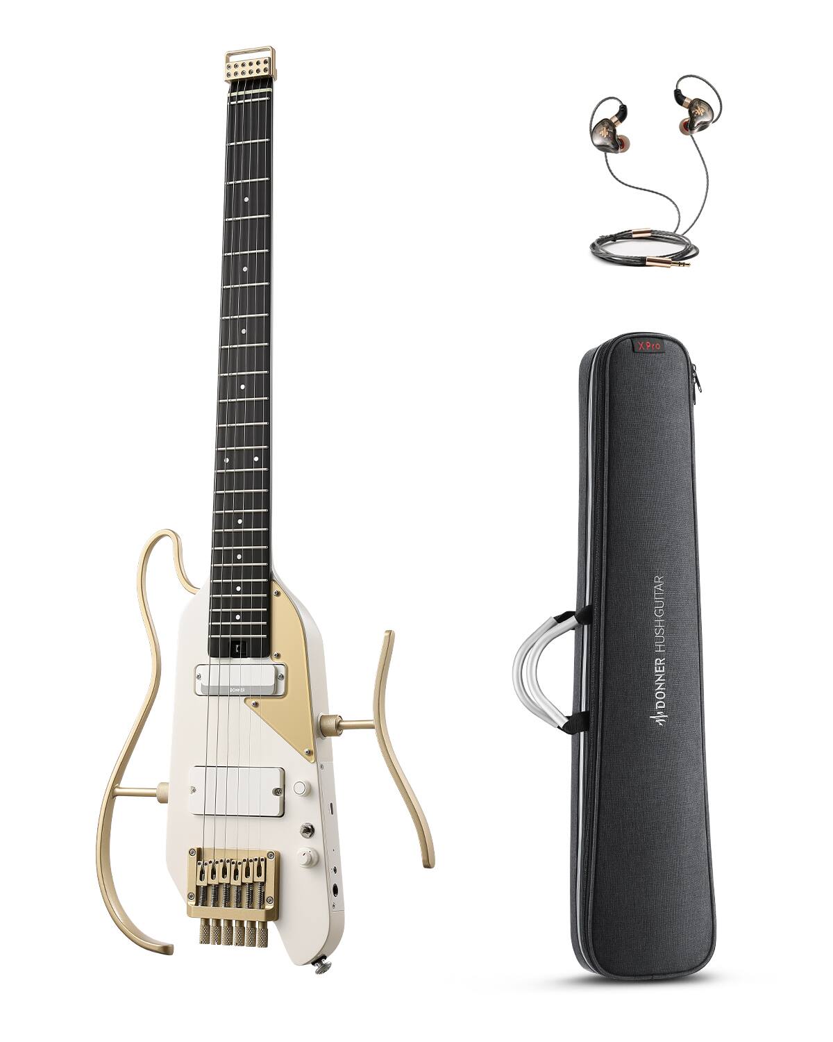 ギター DONNER HUSH X PRO ホワイト Donner music Donner HUSH™ X PRO Electric Guitar White Luxe HUSH-X