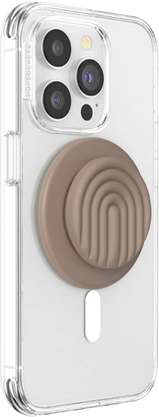 Angle. PopSockets - MagSafe PopGrip Universal Magnetic Grip & Stand with Adapter Ring for Cell Phones - PopOut Curves Latte.