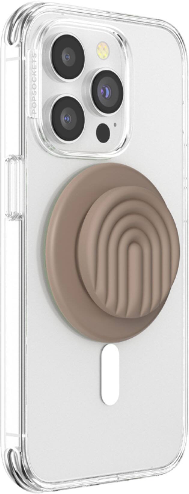 Angle. PopSockets - MagSafe PopGrip Universal Magnetic Grip & Stand with Adapter Ring for Cell Phones - PopOut Curves Latte.