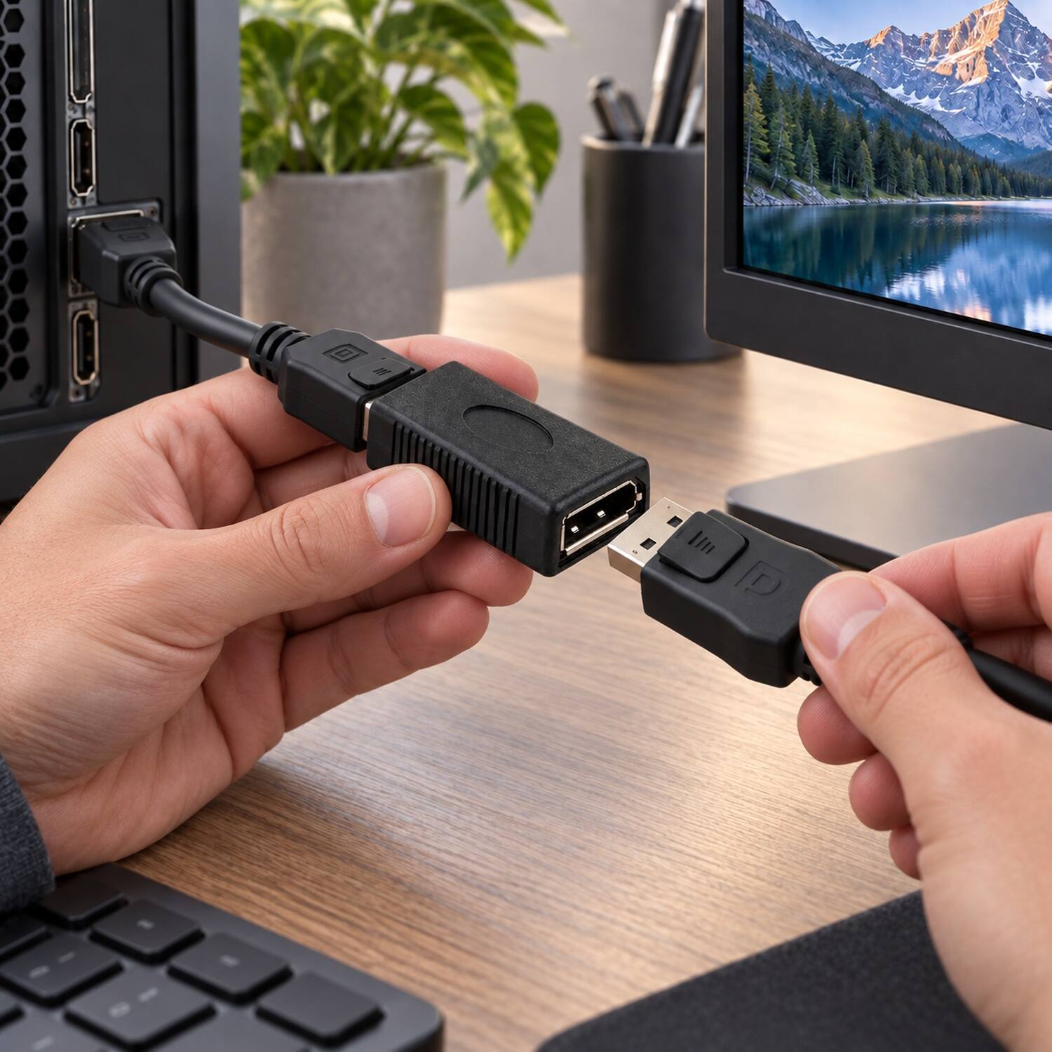 Alt View 1. Sanoxy - DisplayPort Female to Female Coupler - Black.