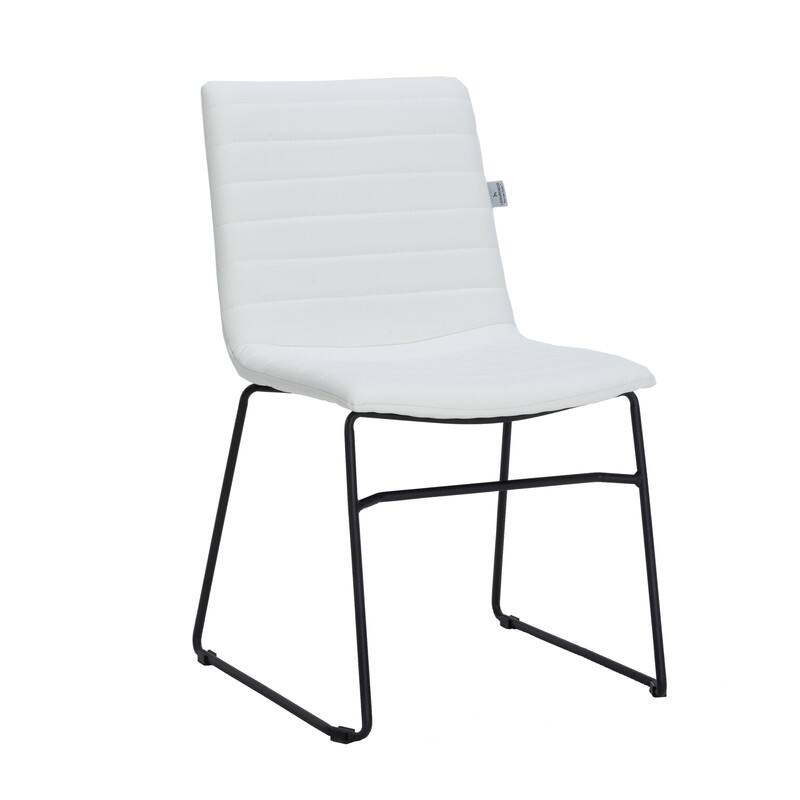 LeisureMod - Zylar Office Guest Chair with PU Leather, Foam Cushion & Stainless Steel Base - White