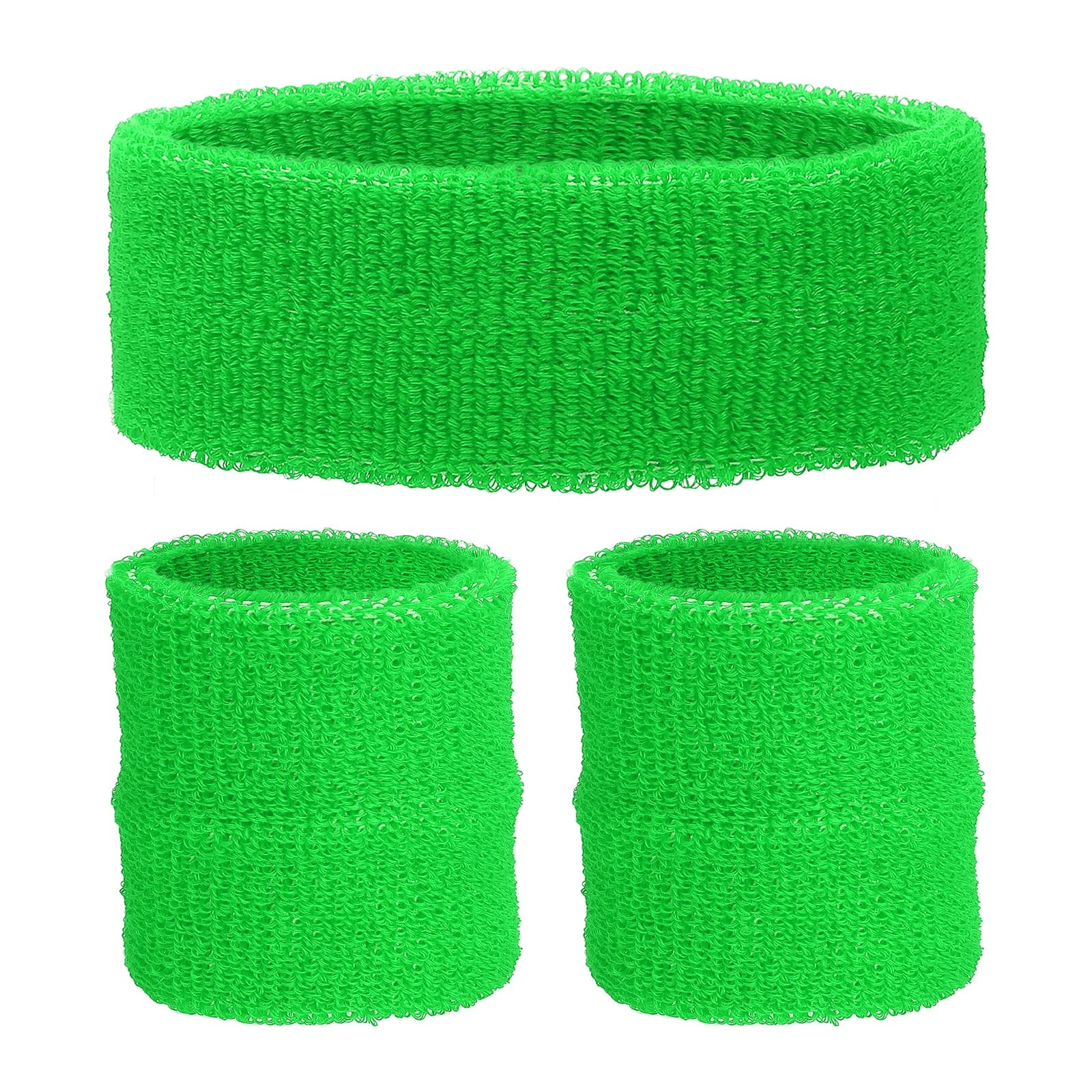 Unique Bargains - Sweatband Set, 1pc Headband + 2pcs Wristbands Moisture Wicking Breathable Athletic Bands 3pcs for Sports - Fruit Green price history on PriceWatchPro